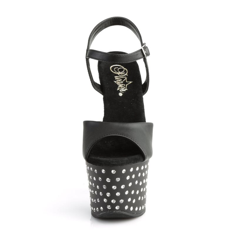 Pleaser Stardust-709 Vegan Leather Hakken Dames Zwart | BELGIE BEKITVRF