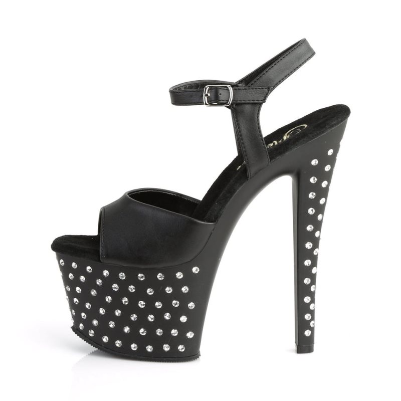 Pleaser Stardust-709 Vegan Leather Hakken Dames Zwart | BELGIE BEKITVRF