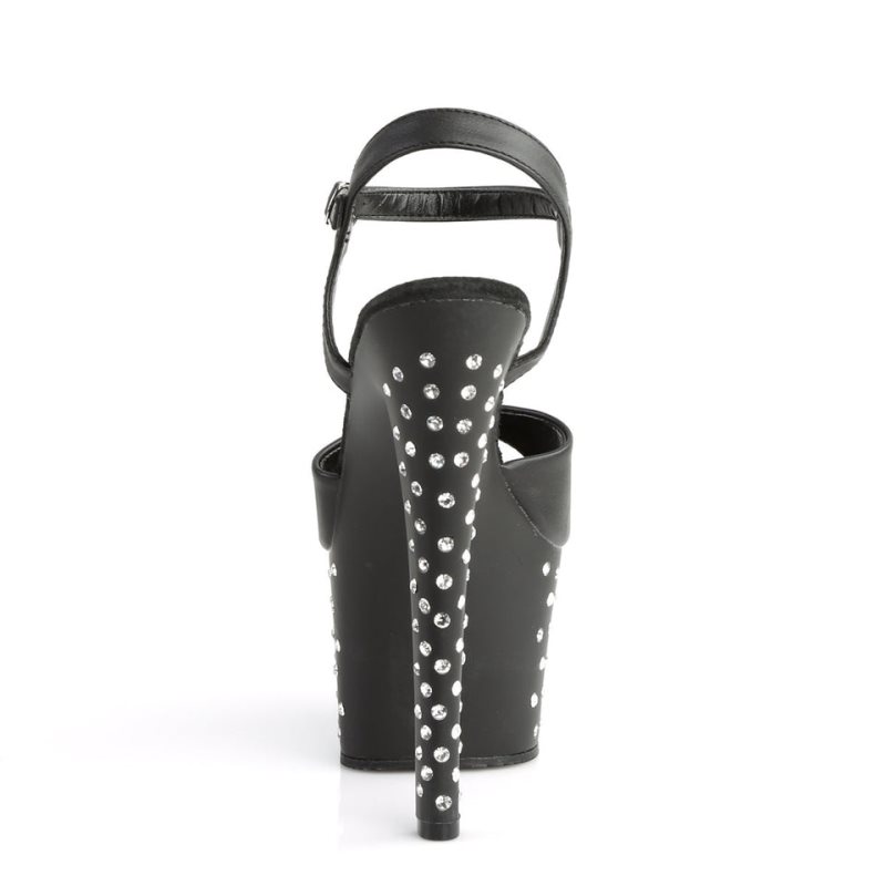 Pleaser Stardust-709 Vegan Leather Hakken Dames Zwart | BELGIE BEKITVRF