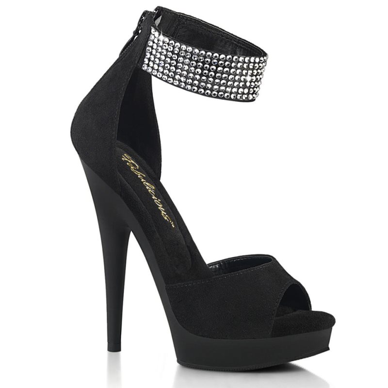 Pleaser Sultry-625 Suede Hakken Dames Zwart | BELGIE BEKHREPX