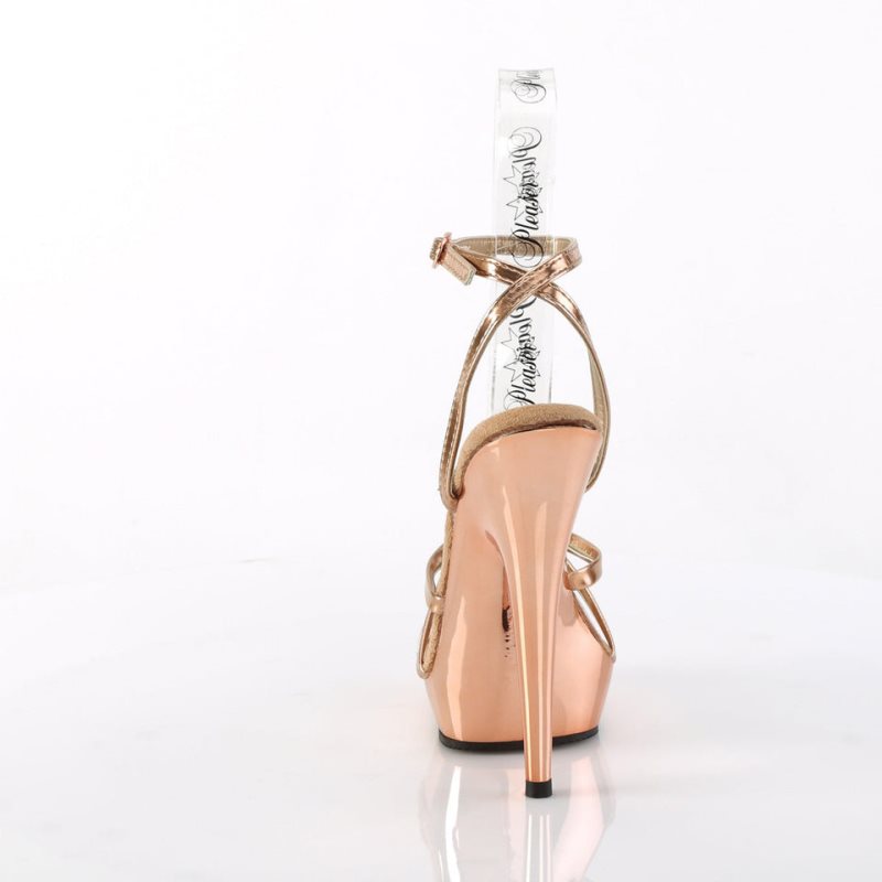 Pleaser Sultry-638 Hakken Dames Roze Goud | BELGIE BEDAVPKY