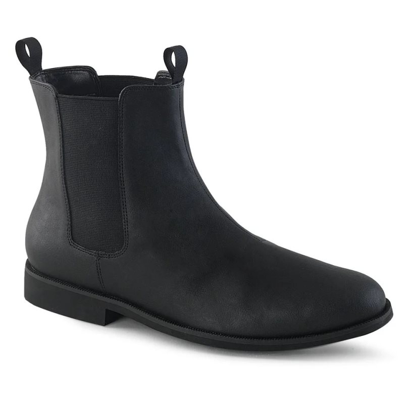 Pleaser Trooper-12 Vegan Leather Chelsea Laarzen Heren Zwart | BELGIE BEFIKPNX