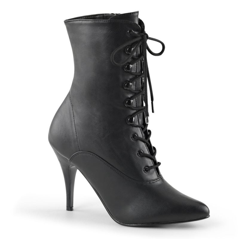 Pleaser Vanity-1020 Vegan Leather Laarzen Dames Zwart | BELGIE BEYMQEVU