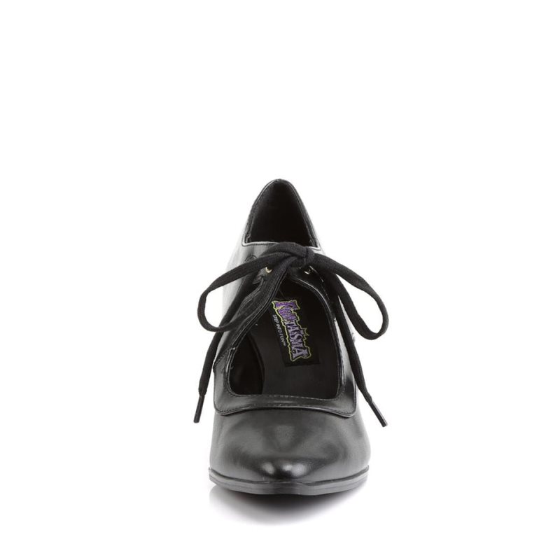 Pleaser Victorian-03 Vegan Leather Hakken Dames Zwart | BELGIE BEXBYGFR