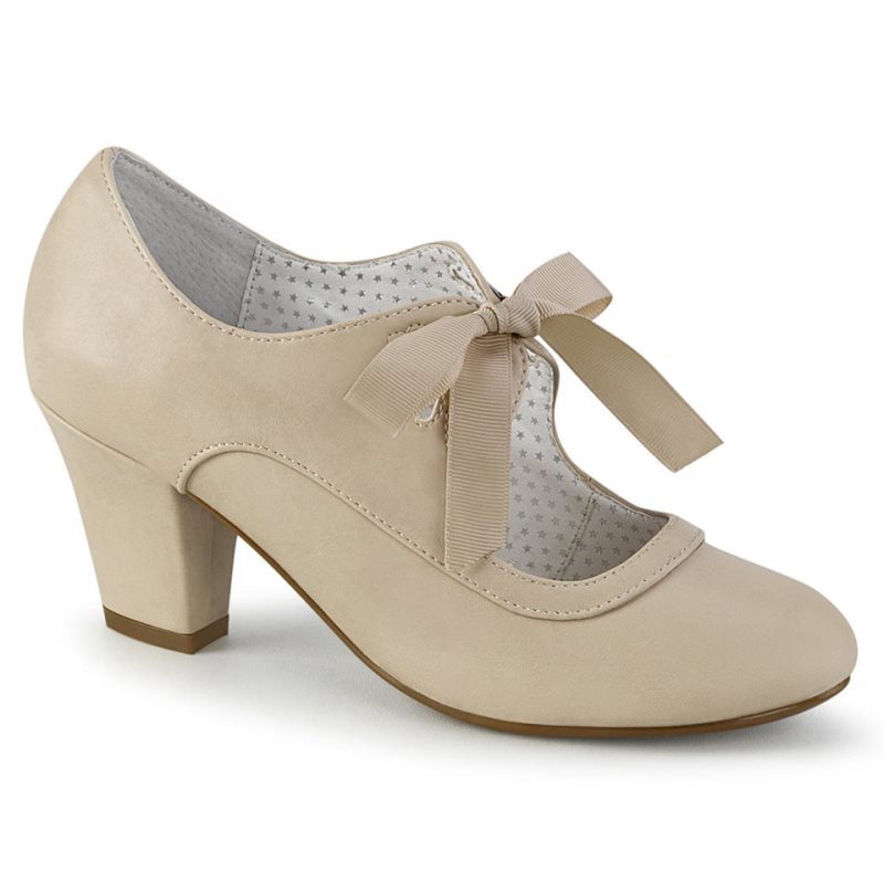 Pleaser Wiggle-32 Vegan Leather Hakken Dames Beige | BELGIE BEQXLNIG