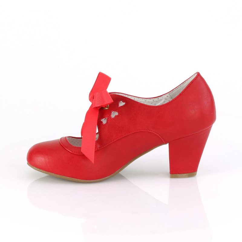 Pleaser Wiggle-32 Vegan Leather Hakken Dames Rood | BELGIE BEXMUODK
